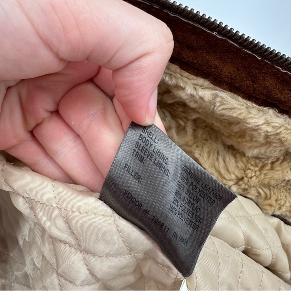 Wilson’s Leather Brown Leather Faux Fur Coat Large Womens - Picture 5 of 7